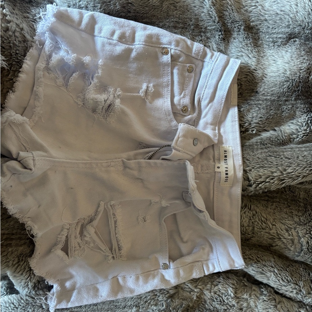 Almost Famous Light Gray Distressed Jean Shorts
